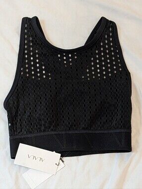 ALALA Black Perforated Crop Tank Top